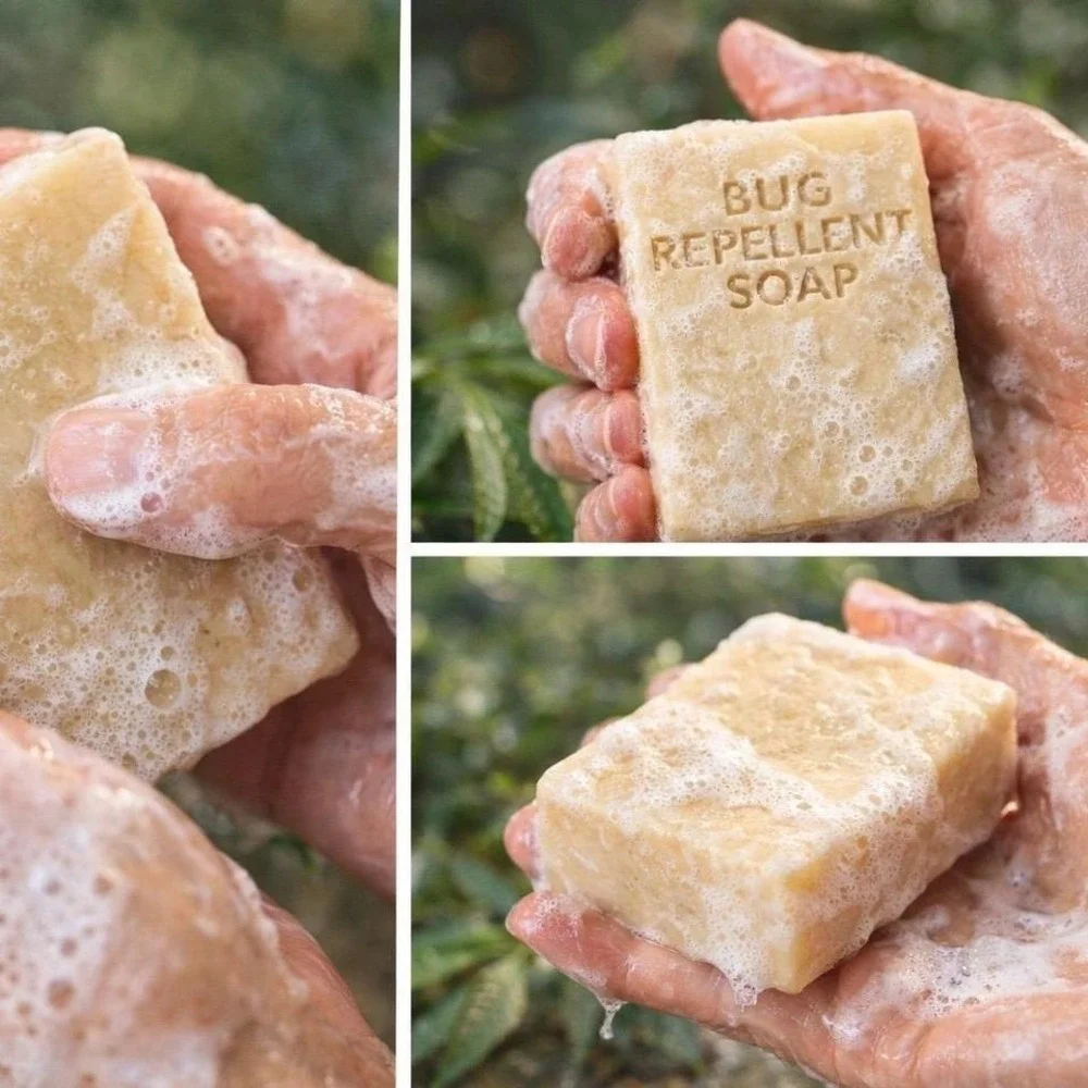 BUG REPELLENT SOAP OLIVE OIL SHEA BUTTER NEEM OIL CITRONELLA  5OZ‎